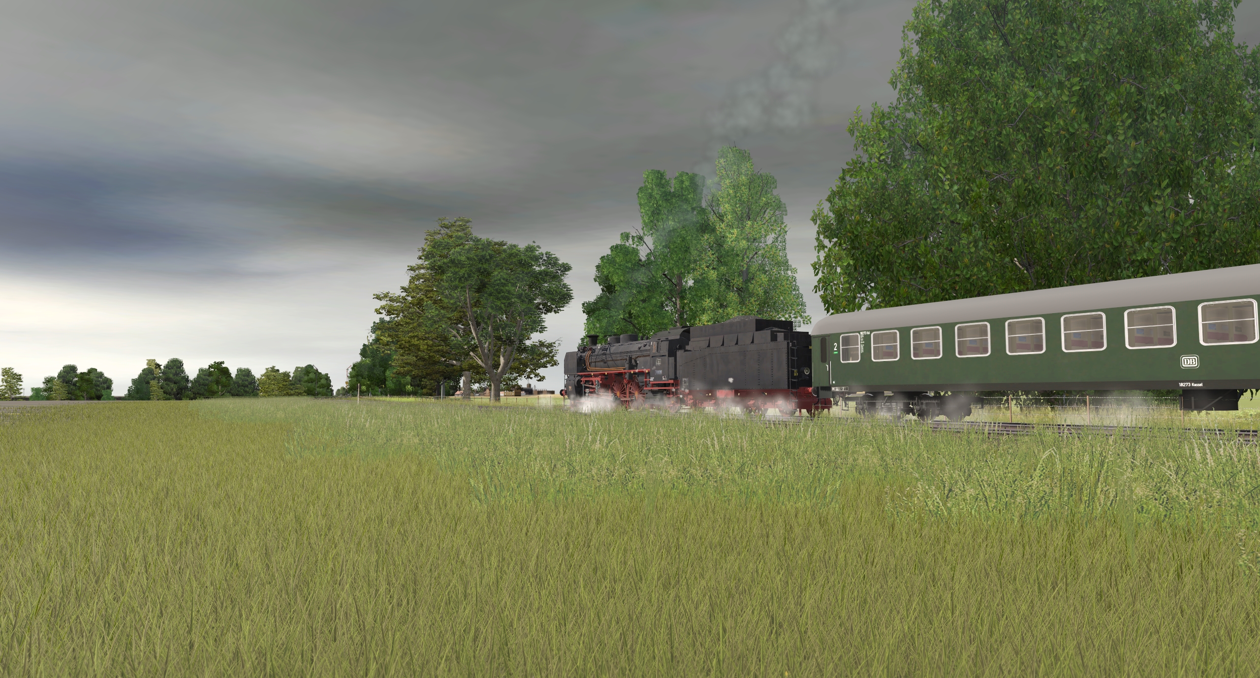 BR 18 stretching her legs approaching the Buchloe entry signal A